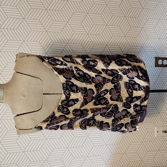 Tucker for Target Tan and Navy Butterfly Tank-top Spaghetti Straps Size Large - Picture 3 of 6